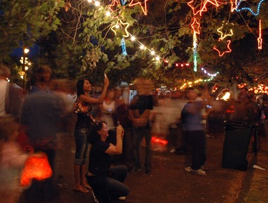  Amidst the hustle, bustle and dancing lights of 2007's Chinese Lantern Festival, a fellow shutterbug pauses to get the perfect shot...